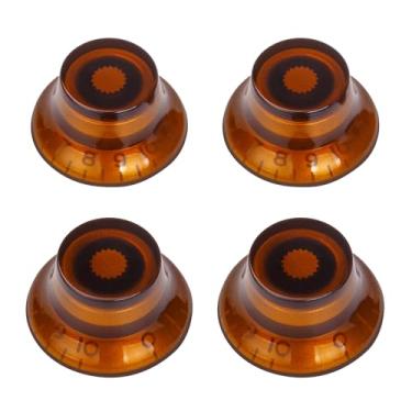 Imagem de Banworks Botões De Controle Guitarra Dos Anos 50, 18 Splines, Métricos, 6 Mm (15/64"), 2 Tons Volume, Tipo Sino, Para Guitarras Elétricas Epiphone Les Paul Lp Sg, Pacote Com 4 Jt/Xn-01 Âmbar