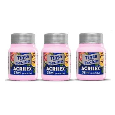 Imagem de Tinta Para Tecido Fosca Acrilex 37ml 3 Unidades Artesanato Fixação Frio Alta Cobertura – Fixação a Frio e Alta Cobertura Com Acabamento Fosco, Este Kit É A Escolha Perfeita Para Quem Busca Qualidade (Rosa Bebe 813)