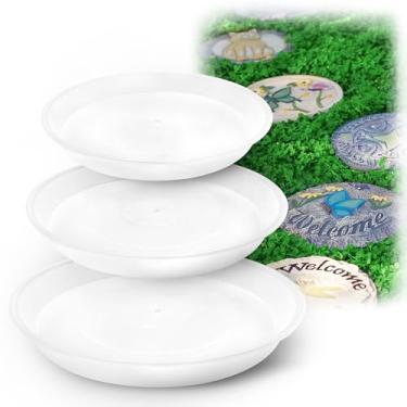 Imagem de U0U Molde redondo de 3 tamanhos, moldes de cimento para concreto, 25,4 cm, 29 cm, 32 cm, moldes de concreto de plástico branco para fundição de jardim, pavimento Pathmate, pré-moldado e passarela