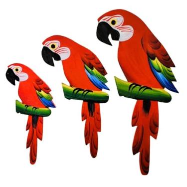 Imagem de Trio De Arara M Decorativo De Parede Mdf Kit Decoração Casa - Atelie Center (Vermelha)