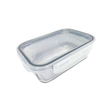 Imagem de Pote de Vidro Hermético com Tampa, 640ml, 17 x 12 x 6,5 cm, Cinza