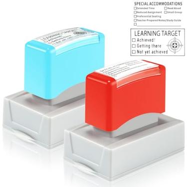 Imagem de Dunzoom 2 carimbos de professor para sala de aula, acomodações especiais, selos de autoprofessor, para sala de aula, dever de casa e presente de dormitório de estudante (especial, aprendizagem)