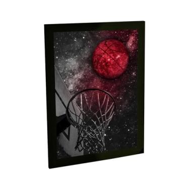 Imagem de Quadro Decorativo Basquete Boa Lua Cesta Quadra Ilustração Decoração Poster Quarto Sala