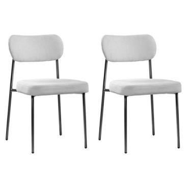 Imagem de Conjunto 2 Cadeiras Lavínia - Salaone, Bouclê Cinza/Aço Preto