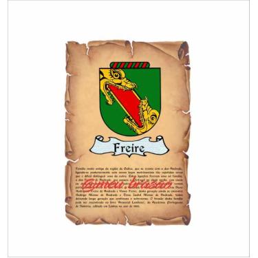 Imagem de Brasão família Freire no fundo pergaminho - meu.brasao