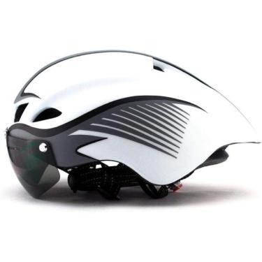 Imagem de Tamanho Ajustável Capacete De Ciclismo Mountain Bike óculos De Proteção De Bicicleta Capacete De Bicicleta De Montanha Capacete Bicicleta Pneumática Bicicleta, White and black lines, One Size