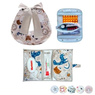 Imagem de Necessaire Porta Remédios Portátil + Porta Fraldas, lenço Umedecido e Pomada + Almofada Amamentação Para Bebê(MUNDO PET)