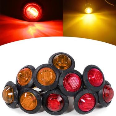 Imagem de UGSHY 10 peças de luz lateral de caminhão, luz de folga LED redonda, luzes marcadoras laterais de reboque de 12 V, lâmpada de freio de luz traseira, para caminhão, carro, ônibus, reboque, van,