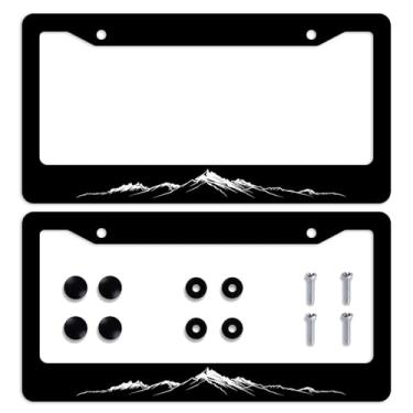 Imagem de 2 peças linda cena de montanha moldura de placa de licença engraçado molduras de placa de carro personalizadas aço inoxidável placas de carro engraçadas molduras decorativas para homens mulheres 30 x