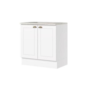 Imagem de Balcão Modulado 80cm com Tampo para Cooktop 2 Portas Emily Henn, Branc