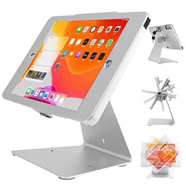 Imagem de CarrieCathy Quiosque de segurança antifurto para mesa, suporte para tablets, compatível com iPad de 10,2 polegadas 2021, 9ª geração 2020, iPad 8ª geração 2019, iPad de 7ª geração, design flip e