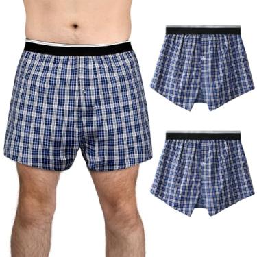 Imagem de TIICHOO Cueca boxer masculina lavável para incontinência, 150 ml, reutilizável, à prova de vazamento, com braguilha frontal, Azul (pacote com 2), P