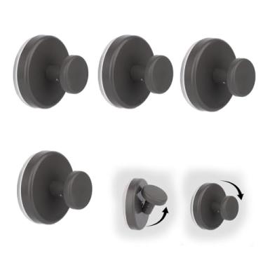 Imagem de BOXOB 4 Ganchos com Ventosa, Material ABS Ganchos Chuveiro Sem Furadeira para Superfícies Lisas Azulejos Espelhos Cabides com Ventosa para Chuveiro Toalhas e Roupas