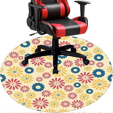 Imagem de Tapete de cadeira de escritório com flores, textura de flor, tapete de cadeira de mesa para piso de madeira de escritório em casa, protetor de piso de pilha baixa, redondo 119 cm