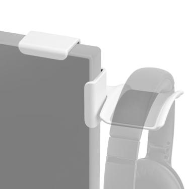 Imagem de Geekria Suporte de fone de ouvido de fixação para monitor, gancho para fone de ouvido para jogos, compatível com Sennheiser, Bose, Beats, Razer, HyperX, fones de ouvido Sony (branco)