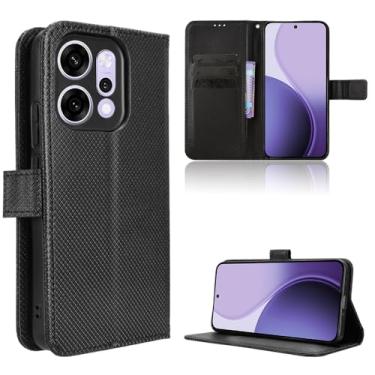 Imagem de Elubugod Capa de couro compatível com Oppo Reno14 Pro 5G, capa flip de couro PU compatível com Oppo Reno 14 Pro 5G PKZ110 capa preta