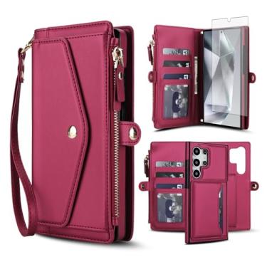 Imagem de Asuwish Capa de telefone para Samsung Galaxy S24 Ultra 5G capa carteira compatível com Magsafe RFID protetor de tela transversal alça alça flip compartimento para cartão com zíper celular S24Ultra 24S