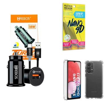 Imagem de Kit Carregador Veicular Turbo 18w com Capinha Samsung A13 4G + Películ