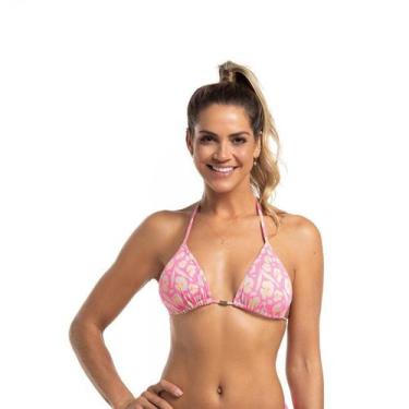 Imagem de Top Biquíni Cortininha Estampado Abstrato Rosa Shine - Cor de Cacau, P