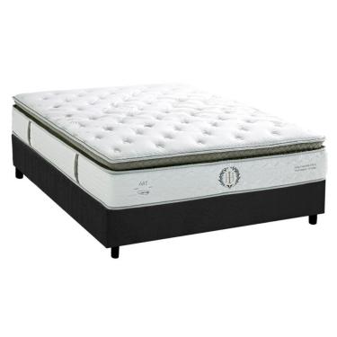 Imagem de Cama Box Casal: Colchão Molas Masterpocket Ensacadas Herval Imperatore Gold C1655 + Base Crc Suede Gray (138x188x34)