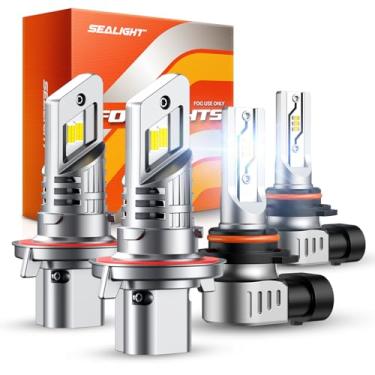 Imagem de SEALIGHT Combo de lâmpadas LED F5 H13 H10, 4.0000 lúmens 6500K branco, design 1:1 com ventilador de resfriamento, 9008/H13 H10/9140/9145 Combo de lâmpadas de neblina LED para Ford F-150 2005/2004