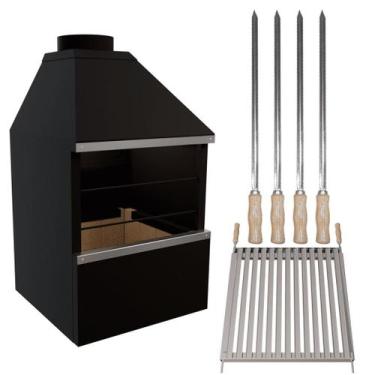 Imagem de Churrasqueira De Parede E60 com Kit de 4 espetos simples e Grelha Arge