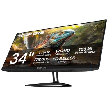 Imagem de Sceptre Novo monitor de jogos IPS de 34 polegadas 3440 x 1440 até 115Hz DP HDM alto-falantes embutidos, máquina preta 2026