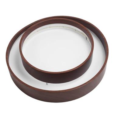 Imagem de TOPINCN Luz de Teto LED de 3 Cores, Luz de Montagem Nivelada, Lâmpada de Superfície Redonda, Acessório de Controle Remoto Com Grãos de Madeira de Nogueira para Sala de Jantar da Sala de (30cm)