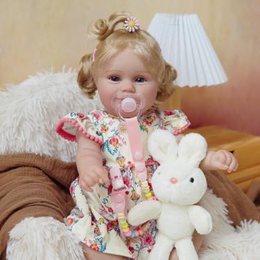 Imagem de Bebê Reborn Boneca Realista Menina Pintado Corpo de Silicone 48cm (Olhos Azuis)