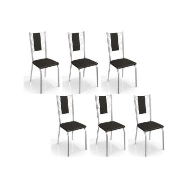 Imagem de Kit 6 Cadeiras de Cozinha Lisboa C076CR Aço 6 Un Cromada/ano Preto - Kappesberg