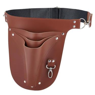 Imagem de GORGECRAFT Cinto de ferramentas para florista marrom PU couro multifuncional jardineiro fazendeiro trabalho avental ferramentas organizador bolsa cintura bolsa com 3 bolsos fecho de liga para