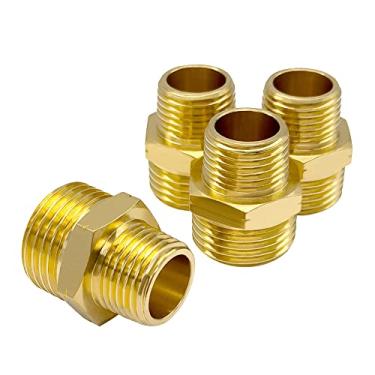Imagem de Hooshing Adaptador De Mangueira Jardim 4 Peças 1/2" Npt Para Conector Macho Latão Sólido 3/4" Ght E Conexões Tubo
