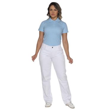 Imagem de Calça branca feminina cós meio elástico plus size