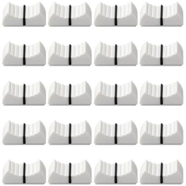 Imagem de CREATCABIN 20 peças Potenciômetro Mixer Fader Cap Botão Plano Plástico Áudio Console Slider Caps Console Mixer Slider Fader Botões de Eixo de Substituição Plana para Áudio (Branco) 0,94 × 0,47 pol