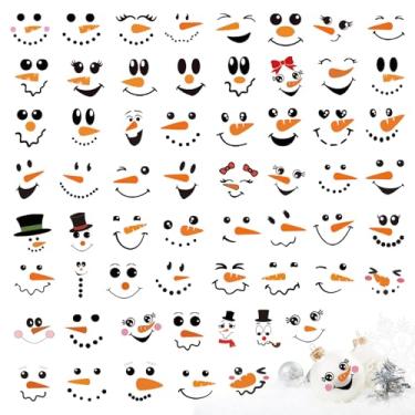 Imagem de 60 peças de adesivos pequenos de rosto de boneco de neve para artesanato, enfeites de Natal fofos, decalques de vinil de homem de neve, adesivos de Natal e férias de inverno para janela, copos de
