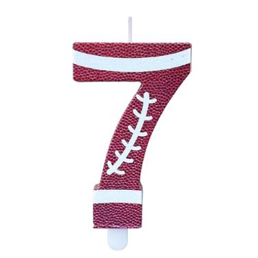 Imagem de CasaPopz Velas de número de aniversário de futebol para bolo, marrom, número 7, topo de bolo, topo de cupcake, para decoração de festa de aniversário, suprimentos, lembrancinhas