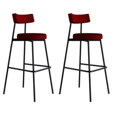 Imagem de Banqueta Alta Stout Ae: 100 / Aa: 75cm C/02 Un. Vermelho Vinho City Vermelho Vinho City