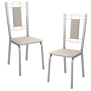 Imagem de Kit 2 Cadeiras Cromada Sala Jantar 2c005cr Corino Kappesberg Nude