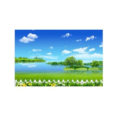 Imagem de Paisagens Pintura em Tela-Nuvens lago prado-Arte Parede Natureza-Pôster Decoração Sala de Estar Banheiro 30x50cm Sem Moldura