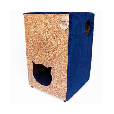 Imagem de Toca Recriar Pet Ecológica para Gatos com 2 Andares Azul
