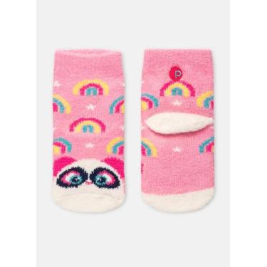 Imagem de Meia Soquete Puket Bebê Panda Arco Íris Rosa Bala 15 a 22, Rosa bala, 