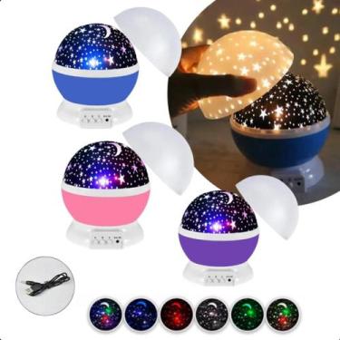 Imagem de Abajur Galaxy Estrelas Giratório Infantil Lilás Compacto - LIPPIN