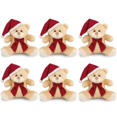 Imagem de 6 Bonecos de Pelúcia Papai Noel 20cm Decoração Natal (Caramelo)