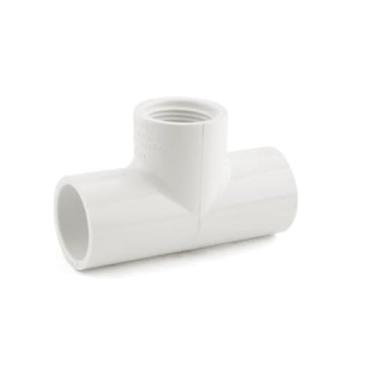 Imagem de Encaixe em T de PVC – Soquete de 2,5 cm x 1,25 cm FIPT – Adaptador em T de PVC branco para sistemas de encanamento, irrigação e linha de água