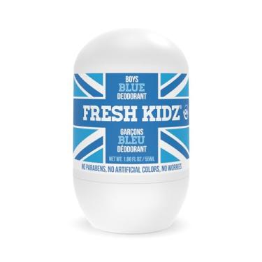 Imagem de Fresh Kidz Desodorante Roll On para crianças e adolescentes – bicarbonato de sódio e proteção 24 horas sem alumínio para peles sensíveis – meninos "azul" 4 ml