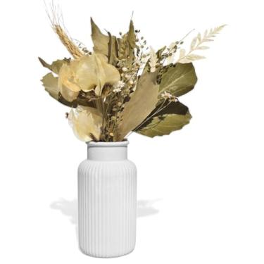 Imagem de Arranjo De Flores Secas Decorativo Vaso Garrafa Listras
