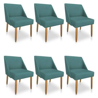 Imagem de Kit 06 Cadeiras Poltrona Juliana Suede Pés Palito Castanho - Pallazio