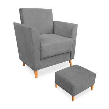 Imagem de Poltrona de Amamentação com Puff Flavia Suede - Pallazio