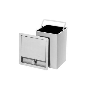 Imagem de Lixeira Quadrada Pia Cozinha Embutir 4 L Inox 304 Não Enferruja - AS