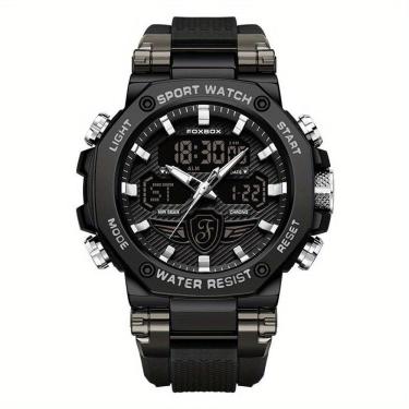 Imagem de Relógio Masculino Display Luminoso Multifuncional Esportivo Pulseira De Silicone Preto